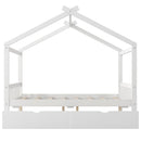 House Style Platform Bed With Headboard, Footboard, 2 Drawers, And Roof Design by HouseOfZazla