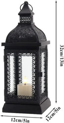 TRIROCKS Rustic Style Metal Candle Lantern 13'' High Decorative Outdoor Lantern Candle Holder with Tempered Glass for Christmas Living Room Garden Patio Parties Indoors Outdoors (Black) by CozyNest Decor