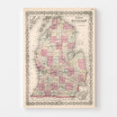 Vintage Map of Michigan 1861