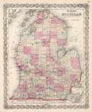 Vintage Map of Michigan 1861