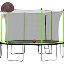 14Ft Trampoline With Basketball Hoop Inflator And Ladder (Inner Safety Enclosure) - Green by HouseOfZazla