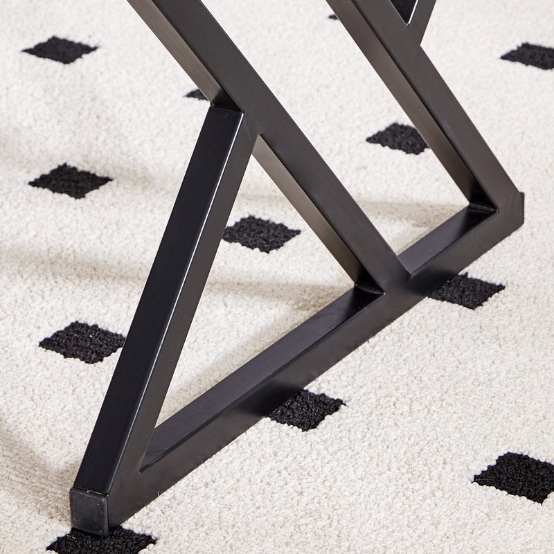 A modern minimalist style marble patterned coffee table with black metal legs. Computer desk. Game table. Tea table. CT-XX