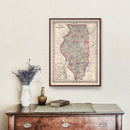 Vintage Map of Illinois 1861