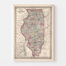 Vintage Map of Illinois 1861