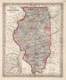 Vintage Map of Illinois 1861