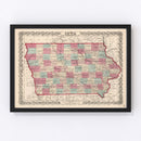 Vintage Map of Iowa 1861