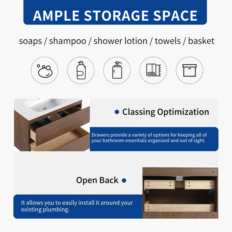 30" Bathroom Vanity With Gel Basin Top (G-BNO)
