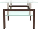 Glass Coffee Table for Living Room, Mordern Sofa Center Tables with Storage, Brown Metal Leg, Rectangle Tempered Glass Center Table Home Furniture by CozyNest Decor