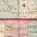 Vintage Map of Kansas & Nebraska 1861