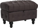 Artechworks Coffee Table Ottoman with Storage,Button Tufted PU Leather Upholstery Footstool Bed Ottoman for Living Room, Home Office, Space-Saving Storage Toy Box Stool, Brown by CozyNest Decor