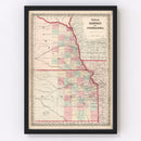 Vintage Map of Kansas & Nebraska 1861