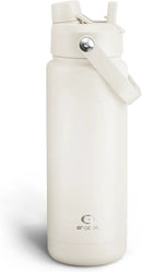 Insulated Water Bottle with Straw Stainless Steel Water Bottle, Leak-Proof, BPA-Free, Double Wall Vacuum Keeps Cold for 24 Hours for Sports, Travel, School (32 oz, Cream Moon) by CozyNest Decor