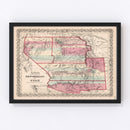 Vintage Map of New Mexico & Utah 1861