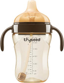 Thyseed Infant Spill Proof Weighted Straw Sippy Cups with Handles and Lids Breastfed Baby First Soft Spout Top Training Water Cup Toddler Boy Girl No Leak Transitioning Bedtime Milk Bottles 6 Months+ by TinyTreasures Baby Boutique