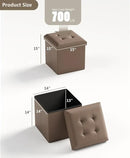 15 Inches Small Folding Storage Ottoman Cube, Storage Footrest, Foot Rest Stool, for Living Room, Bedroom, Dorm, Hallway, Entryway, Brown by CozyNest Decor