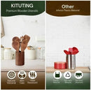 Wooden Spoons for Cooking Set of 10 - Cooking Utensils with Spoon Rest & Holder – Comfortable Grip & Easy to Clean - Wooden Spoon Set for Kitchen with four Hanging Hooks by CozyNest Decor