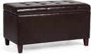 Asense Storage Ottoman Bench, Faux Leather Upholstered End of Bed Bench with Safety Hinge Wooden Legs, for Entryway Bedroom (Chocolate Brown, 33.3") by CozyNest Decor