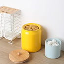 Sweejar Ceramic Kitchen Canisters, 28 FLOZ Porcelain Food Storage Jar with Airtight Seal Wooden Lid, Home Container Serving for Coffee Beans, Tea-leave, Sugar, Salt and More, Tool Bucket (Yellow) by CozyNest Decor