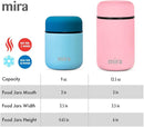 MIRA 2 Pack Insulated Food Jar Thermos for Hot Food & Soup, Compact Stainless Steel Vacuum Lunch Container, 13.5 oz, Denim, Lilac by TinyTreasures Baby Boutique