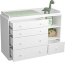Changing Table Dresser, Baby Classic Nursery Dresser with 5 Drawers and 2 Shelves, Multi-Functional Baby Changing Table, Diaper Changing Station for Children's Room, White by TinyTreasures Baby Boutique