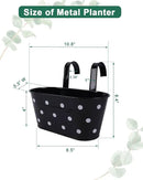 vensovo Metal Railing Planter for Outdoor Plants - 3 Pack Balcony Hanging Flower Pots with Detachable Hooks and Drain Holes Oval Bucket Rail Box Fence Planters for Home Garden Decor, Black with Spot by GreenHaven Gardens