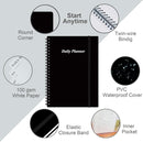Daily Planner Undated - A5 To Do List Notebook Hourly Schedules, Spiral Appointment Planner for Women and Men, PVC Hardcover, Inner Pocket, Elastic Closure, 5.8" x 8.3", Black by TinyTreasures Baby Boutique