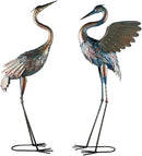 Garden Cranes Statue Retro Animal Sculpture Standing Metal Crane Garden Decoration Metal Yard Art for Yard Outdoor Decoration Set of 2 by GreenHaven Gardens