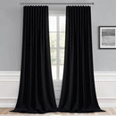 MIULEE Back Tab Blackout Curtains 105 Inch Long 2 Panels Set for Living Room Bedroom, Halloween Black Rod Pocket/Pinch Pleated Thermal Insulated Room Darkening Light Blocking Floor to Ceiling Drapes by TinyTreasures Baby Boutique