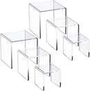 HIIMIEI Clear Acrylic Display Risers 2 Sets, 3-Tier Risers Stands Showcase for Amiibo Funko Pop Figures, Dessert, Jewelry-5"x6"x7" by CozyNest Decor