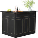 L-Shaped Home Bar Cabinet With Stemware Racks, 4 Tier Corner Unit, Liquor Wine Bar Table & Reception Desk For Home Pub - Black by HouseOfZazla