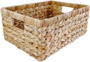 Large Rectangular Handwoven Wicker Basket - Natural Water Hyacinth Storage Baskets with 2 Built-in Handles - Ideal for Towel, Blankets, and Home Organizer & Decor - 15"x 11"x6.75" - Brown by TinyTreasures Baby Boutique