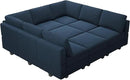 Belffin Modular Sectional Sofa with Ottomans Velvet Reversible Sleeper Sectional Sofa with Chaise Modular Sleeper Sofa Bed with Storage Seat Blue by CozyNest Decor