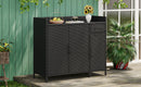 K&K 47.5"W Wicker Outdoor Storage Cabinet with Tempered Glass Top by HouseOfZazla