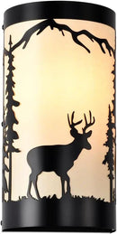 Wall Light Fixtures,Deer Cream White Parchment Rustic Wall Sconces,Farmhouse E26 Base Wall Sconce Light,Industrial Metal Black Sconce,Wall Lamps for Bedroom,Living Room,Hallway,Stairway by CozyNest Decor