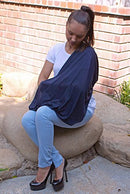 LK Baby Infinity Nursing Scarf Breastfeeding Cover Ultra Soft Premium Jersey Polyester- 100% AZO free and Safe for Baby (Navy Blue) by TinyTreasures Baby Boutique