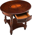 MODERION Solid Wood End Table with Drawer, Oval Sofa Side Table, Storage Shelf, Living Room Corner Table, Nightstand, 24”H Cherry Walnut CJZ1533WD-DR by CozyNest Decor