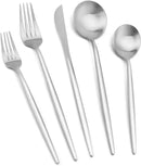 Matte Silverware Set, Vanys 20 Piece Stainless Steel Cutlery Flatware Set, Kitchen Utensil Sets for 4, Tableware With Knife Spoons And Forks Set, Satin Finished Polished by CozyNest Decor