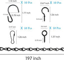 197 Inch Black Metal Hanging Chains and Hanging Basket Hooks Set for Bird Feeders, Birdbaths, Planters, Grow Lights, Lanterns, Wind Chime and Ornaments, Screw Eye Hooks, Chain Hooks DIY by GreenHaven Gardens