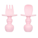 Bumkins Baby Utensils Set, Chewtensils Silicone Spoons for Dipping, Self-Feeding, Baby Led Weaning, Trainer Learning, First Stage Eating, Soft Practice Fork and Spoon, Babies 6 Months, Pink by TinyTreasures Baby Boutique