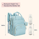 BabbleRoo Leather Diaper Bag Backpack - Baby Essentials Travel Baby Bag, Multi function, Waterproof, with Changing Pad, Stroller Straps & Pacifier Case – Unisex, Powder Blue by TinyTreasures Baby Boutique