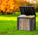 Outdoor Storage Box, Wood-Look Resin Deck Container, Indoor/Outdoor Storage, Ash Wood Brown (30 Gallon) by CozyNest Decor