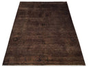 5.10x8.6 Hand Knotted Brown Overdyed Antique Finish Traditional Wool Rug | N34569