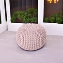 REDEARTH Round Pouf Ottoman - Hand Knitted Boho Poof Home Décor Pouffe Circular Footrest for Living Room - Bedroom - Lounge - 100% Cotton (19.5"x19.5"x14") - Pale Pink by CozyNest Decor