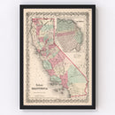 Vintage Map of California 1861