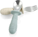 PandaEar 4 Set Baby Toddler Silicone Stainless Steel Utensils Silverware Spoon Fork for Baby Toddler BPA Free with Silicone Holding Anti-Choke Design by TinyTreasures Baby Boutique
