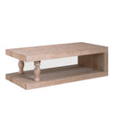 Rustic Solid Wood Coffee Table With Open Shelf, Modern Farmhouse Design - Light Natural / Natural by HouseOfZazla