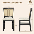 Farmhouse Rattan Dining Chair Set of 2 with Rubber Wood Legs and Cane Back-Beige by LJGDeals