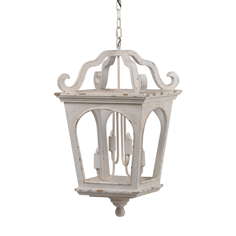 4 - Light Wood Chandelier, Hanging Light Fixture with Adjustable Chain for Kitchen Dining Room Foyer Entryway, Bulb Not Included