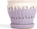 rePotme 6" Pinwheel Fluted Ceramic Plant Pot (Cream Over Lavender) - Includes Free 6 inch Slotted Pot Liner - Great for Orchids, Succulents, and All Indoor Plants by GreenHaven Gardens