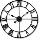 LEIKE 16" Large Wall Clocks Battery Operated, Round Modern Silent Non-Ticking Black Metal Wall Clock for Living Room Decor, Bedroom Kitchen (40cm Diameter, Black Roman Number) by CozyNest Decor